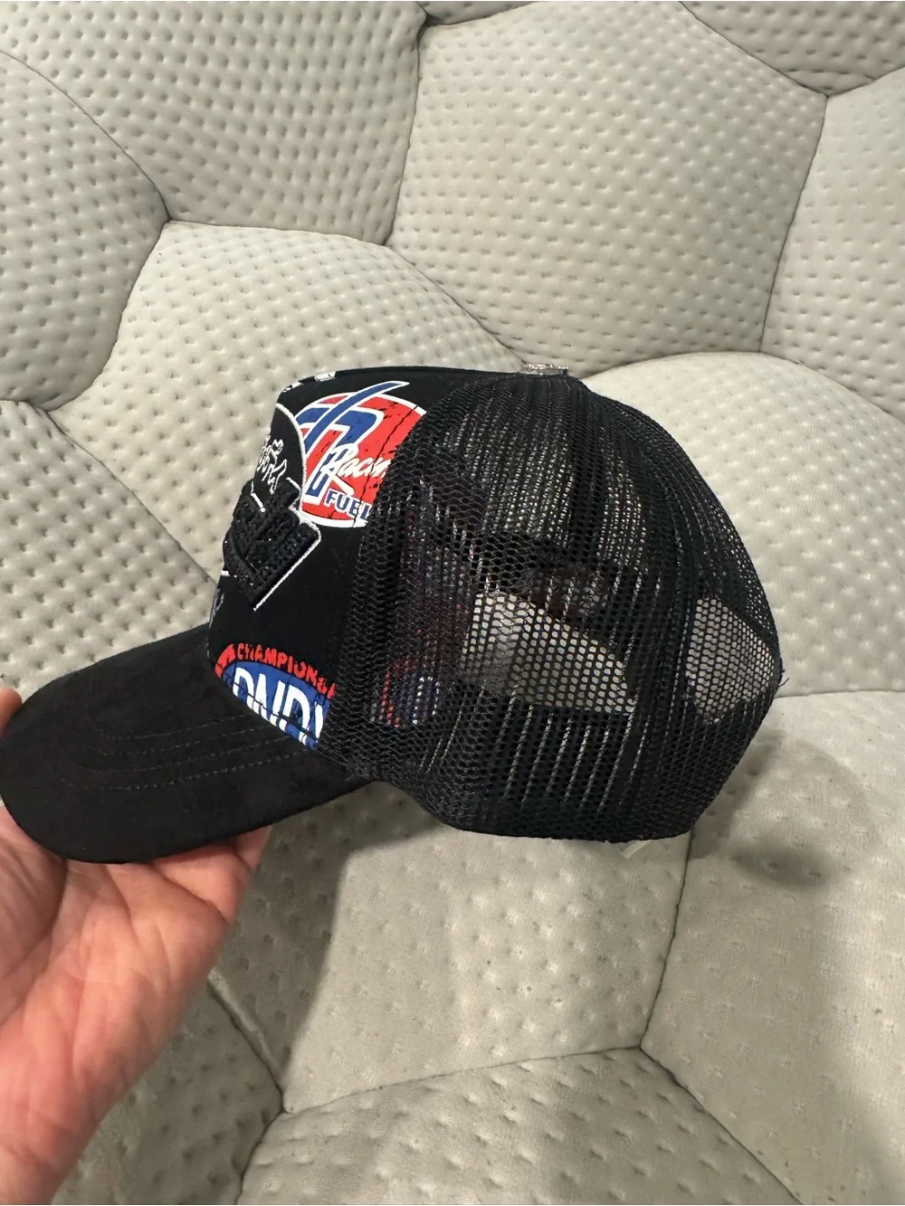 Black Graphic Baseball Cap with black rhinestones